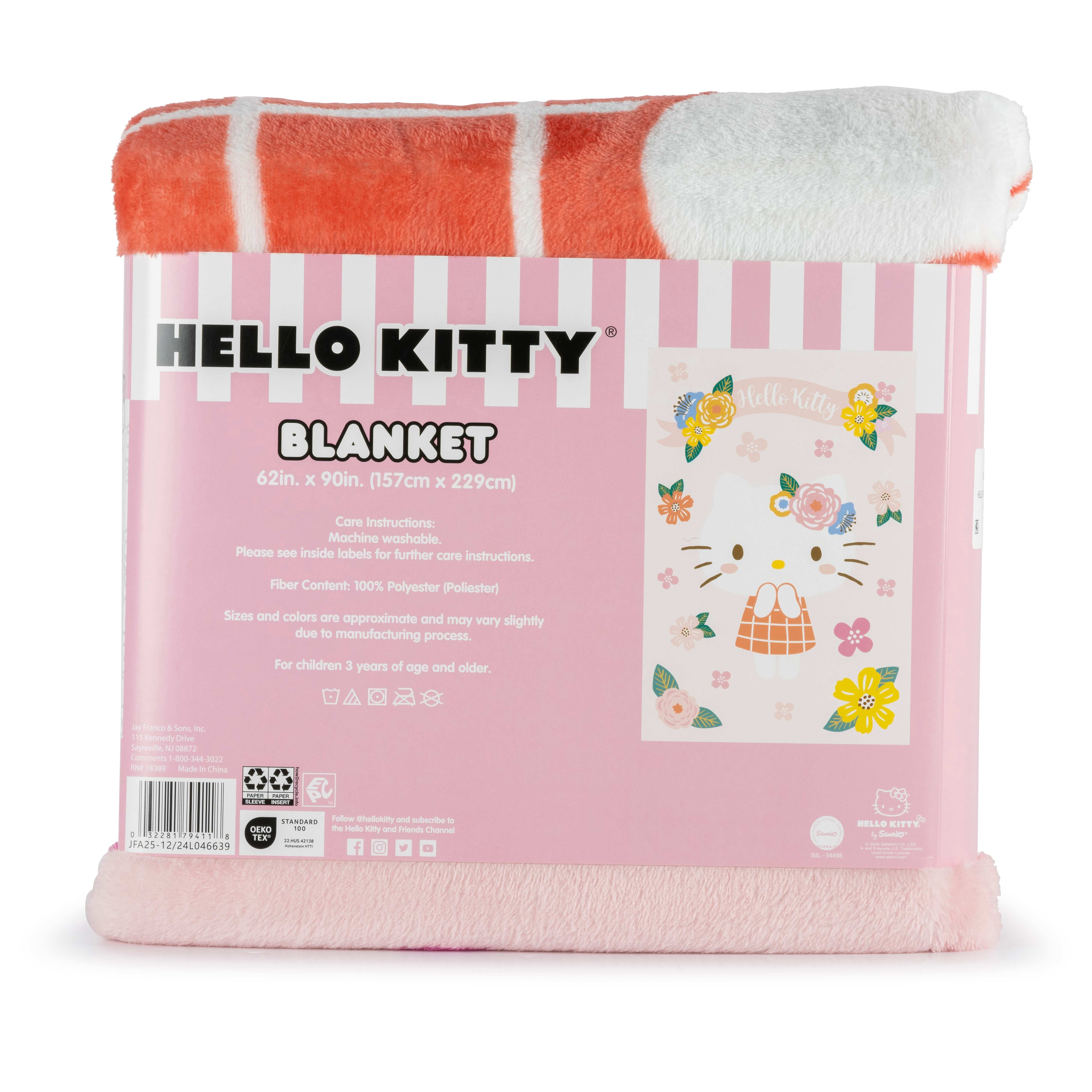 Sanrio Hello Kitty Floral Grace 62x90 Silk Touch Kids Throw Blanket - Soft Bedding Accessories