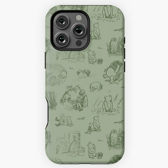 Classic Pooh Sage Green Phone Case for iPhone 16 15 14 13 12 11 Pro Max M890240