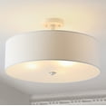 thumbnail image 4 of SAFAVIEH Jolana 20 in. Modern 3-Light White Iron Mount Light with 100% Cotton Shade, 4 of 8