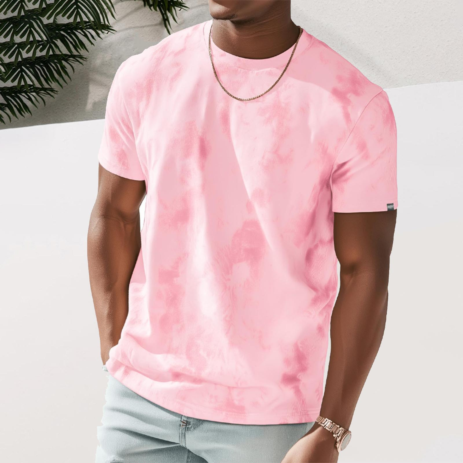 CYiJun George Tie dye T Shirt for Men Summer Casual Cotton Crew Neck Short Sleeve Graphic Tee