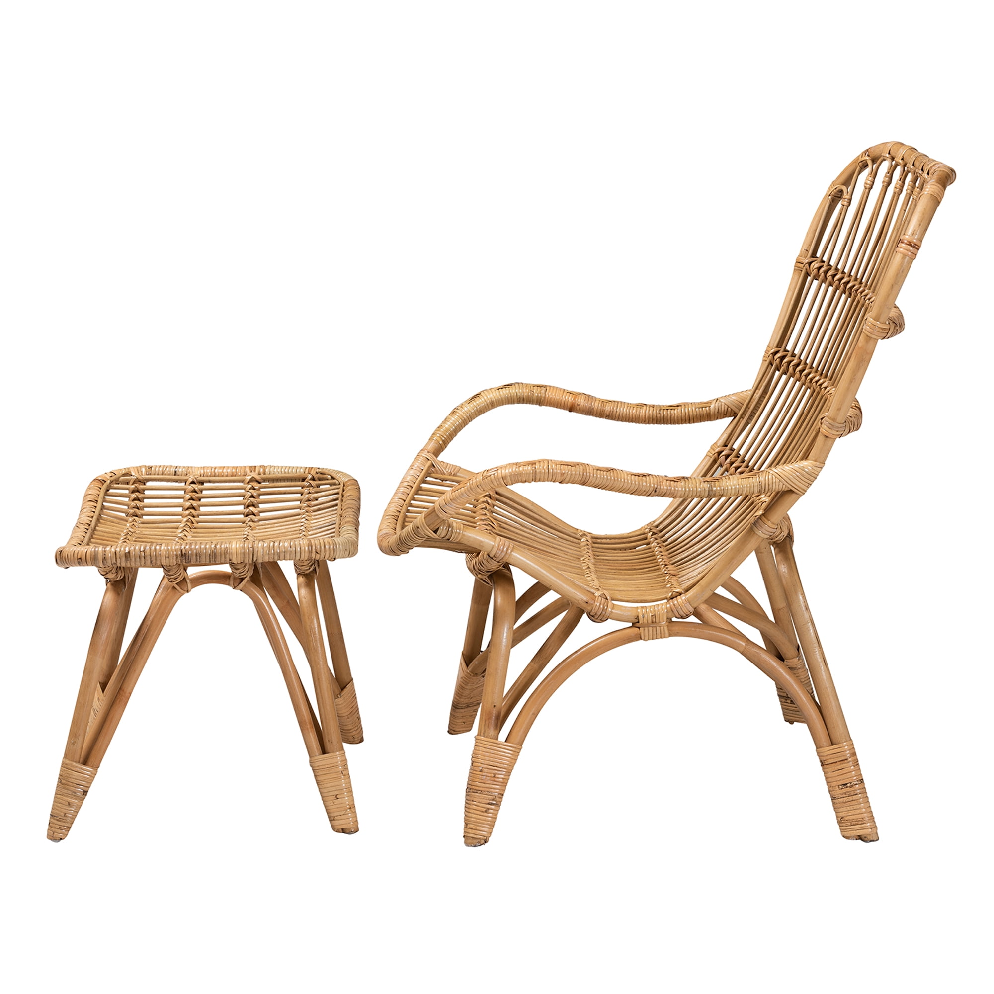 Baxton Studio Earvin Rattan BOHO Living Room Sets, 2-Piece, Natural Brown