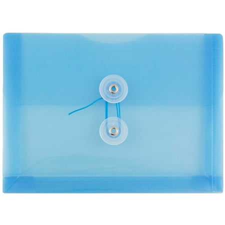 UPC: 0610074230656 | JAM Plastic Envelopes  5.5×7.5  12/Pack  Blue  Button String  Index Booklet
