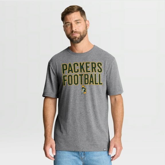 Men's Fanatics Heather Gray Green Bay Packers First Down Tribute Tri-Blend T-Shirt