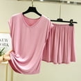 thumbnail image 1 of Aqestyerly Women's Two-Piece Set Solid Color Short Sleeve Top and Shorts Casual Summer Outfit HWRETIE, 1 of 3