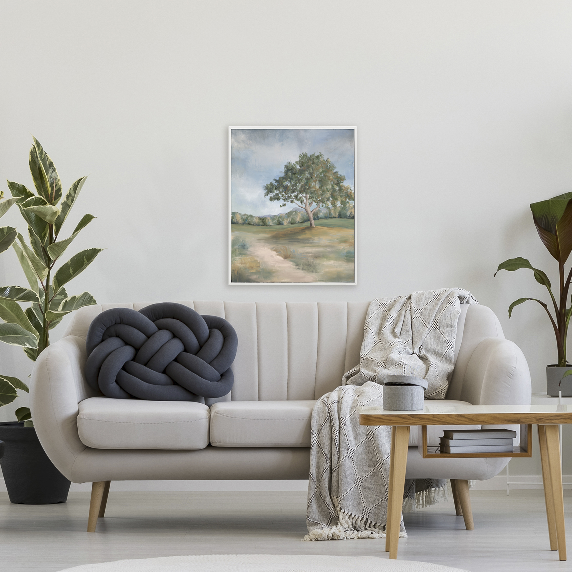 Countryside Tree Scenery White Framed Giclee Art, design by Leah Noel Art