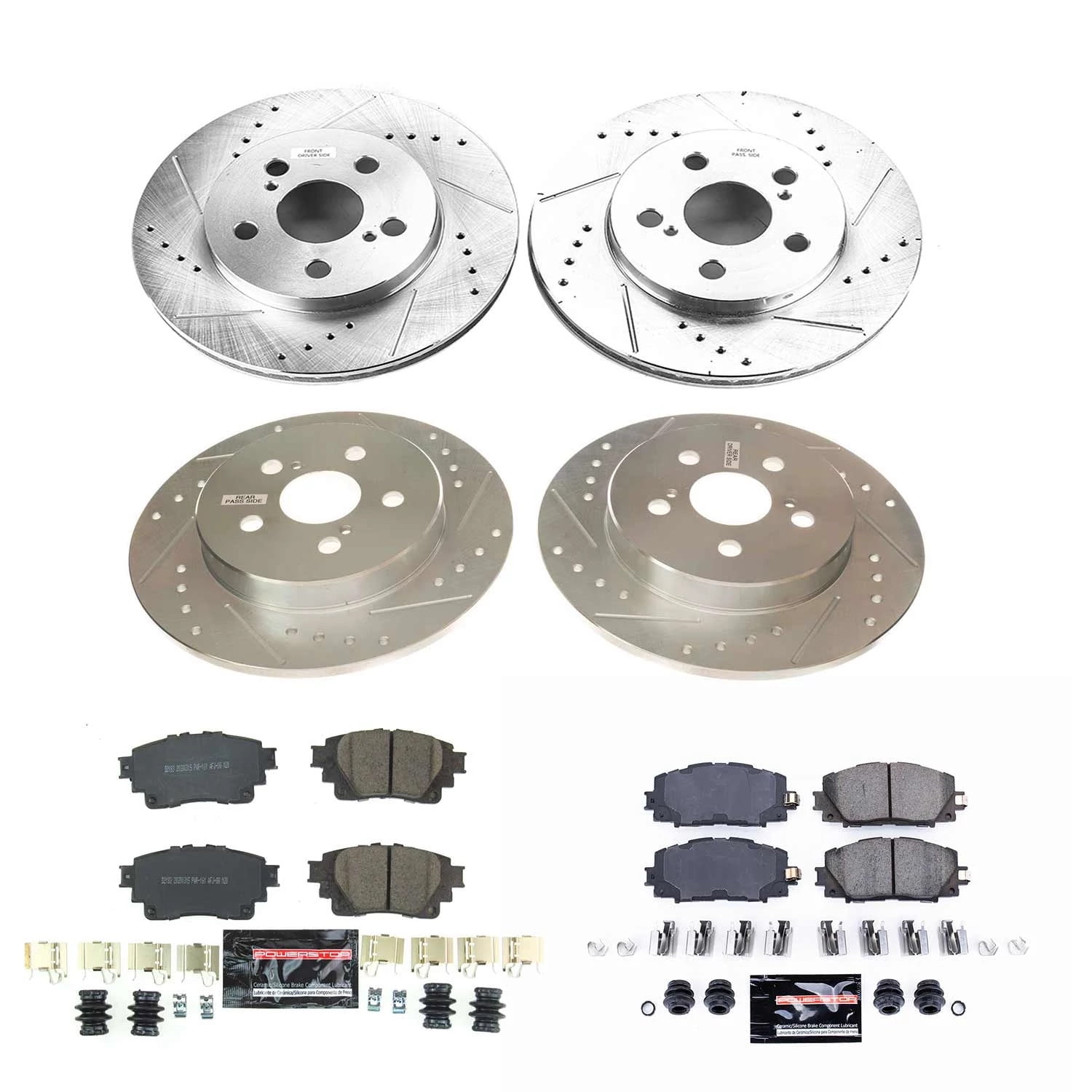 PowerStop Front and Rear Z23 Evolution Sport Carbon-Fiber Ceramic Brake Pad and Drilled & Slotted Rotor Kit Fits: TOYOTA Select Models K8664