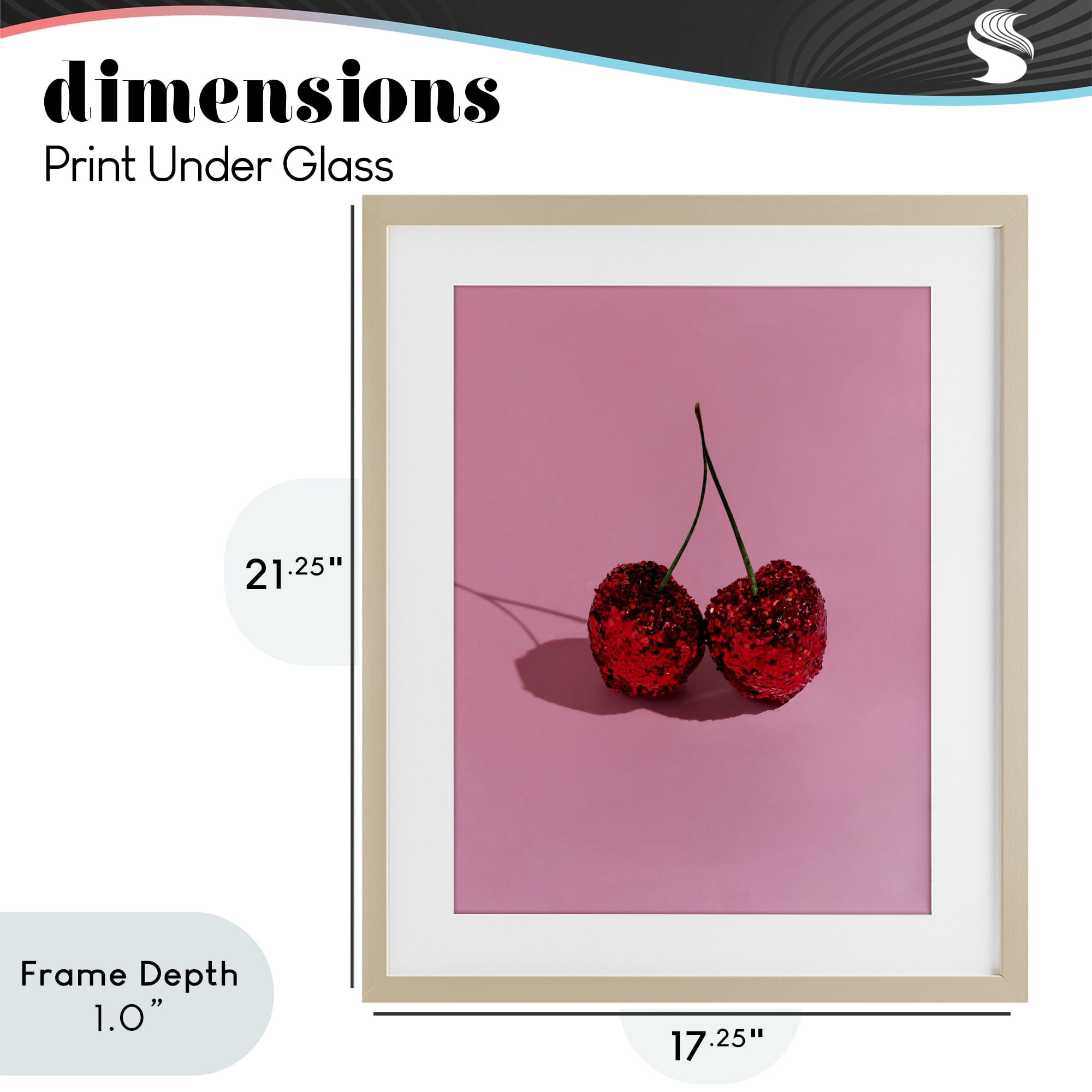 Stupell Industries Glitter Encrusted Cherries Birch Framed Print Under Glass, design by LISH Creative