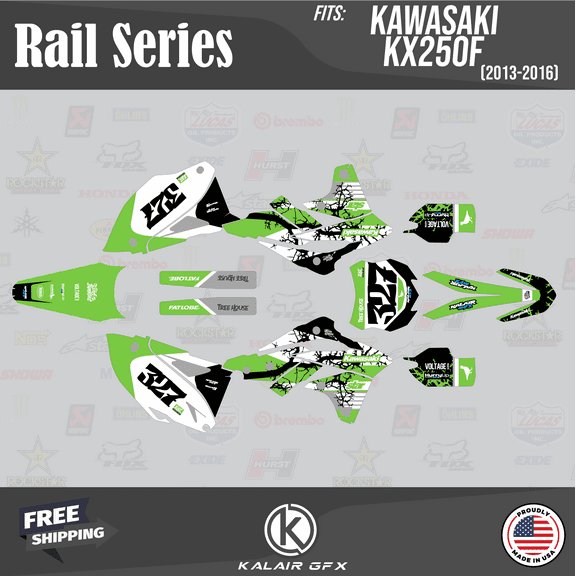 Kalair GFX Graphics Kit for Kawasaki KX250F (2013-2016) Rail Series