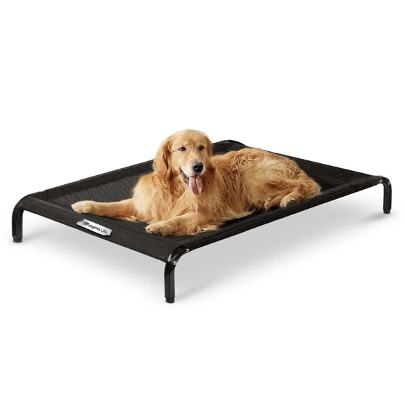 Magma Life Cama para Perro Grande, 109x66x20 cm, Elevada y Transpirable, Estructura Metálica Resistente, Superficie Lavable y Fresca, Color Gris, Ideal para Interior y Exterior, Fácil de Armar