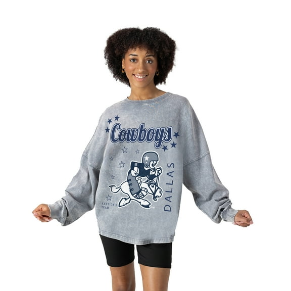 Women's Gameday Couture Gray Dallas Cowboys Starbound Oversized Snow Wash Long Sleeve T-Shirt
