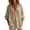 Khaki, variant on cocolona Womens Summer Tops Long Sleeve V-neck Button Shirts Casual Loose Solid Color Blouses