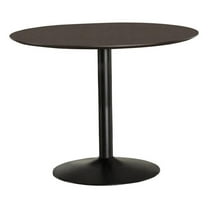 Pemberly Row Modern Wood Round Dining Table Walnut and Black