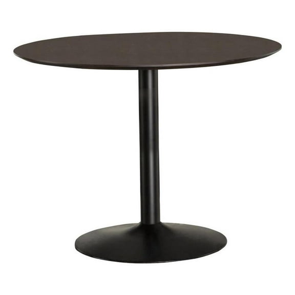 Pemberly Row Modern Wood Round Dining Table Walnut and Black