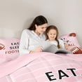 thumbnail image 4 of Erosebridal Eat Sleep Football Twin Comforter Sets 3-Piece for Kids Teens,Boys Girls Sport Rugby Bedding Set,Pink Reversible,Super Cozy Room Decor, 4 of 6