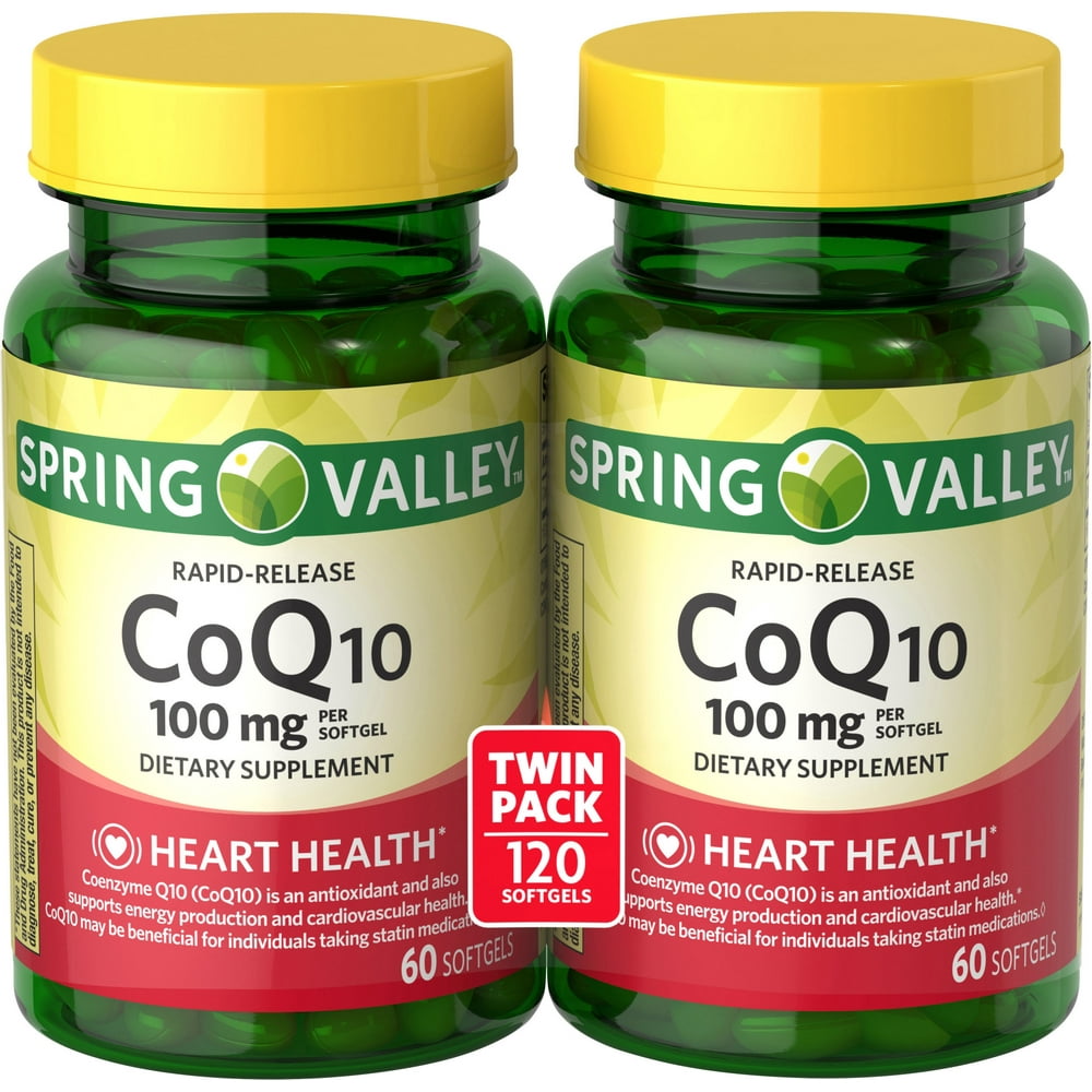Spring Valley RapidRelease CoQ10 Dietary Supplement Twin Pack, 100 mg