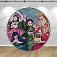 thumbnail image 3 of Fondo redondo para fiesta de Demon Slayer Kamado Nezuko, portada para niña, primer cumpleaños, pancarta de feliz cumpleaños, decoración para baby shower, 3 of 5