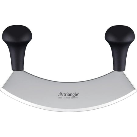 

Mincing Knife - 7” Stainless Steel Curved Blade - Mezzaluna Knife & Pizza Cutter - Ergonomic Beechwood Handles - Made In Germany