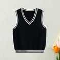 thumbnail image 2 of Huowey Toddler Girls Boys Sweater V Neck Knit Sweaters Vest Sleeveless Soft Uniform Winter Warm Classic Waistcoat For Unisex Coats,Navy,12-13 Years, 2 of 4