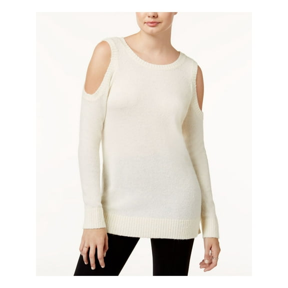 KENSIE Womens Ivory Cold Shoulder Long Sleeve Sweater L