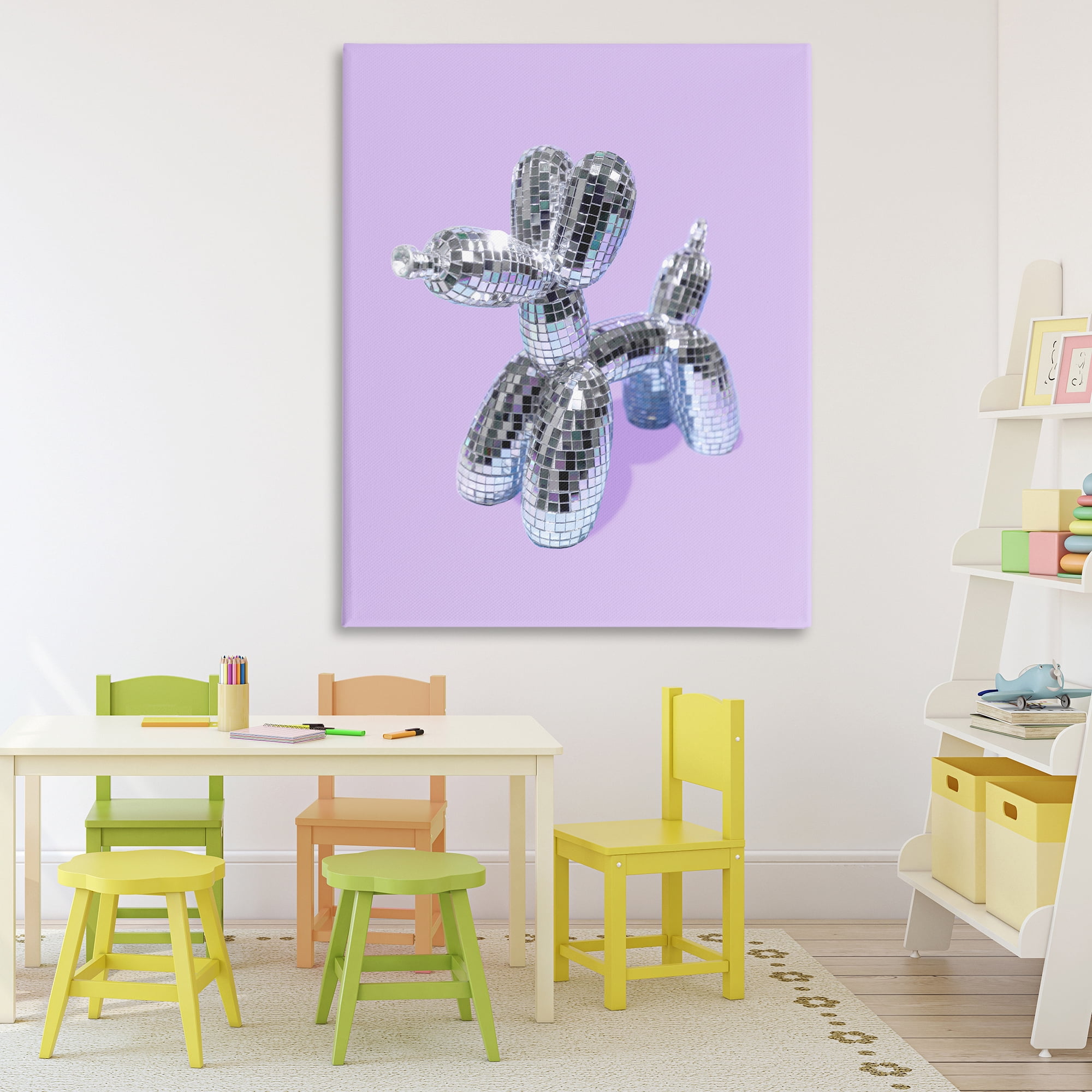 Stupell Industries Disco Balloon Animal on Lilac Canvas Wall Art, design by LISH Creative