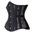 thumbnail image 2 of Women 26 Steel Boned Mesh Corsets Longline Heavy Duty Waist Trainer Long Torso Cincher, SZ1794-Black-XS, 2 of 6