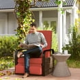 thumbnail image 2 of Outsunny Fauteuil Inclinable d'Extérieur en Osier, Chaise Longue avec Plateau Latéral, Rouge, 2 of 10