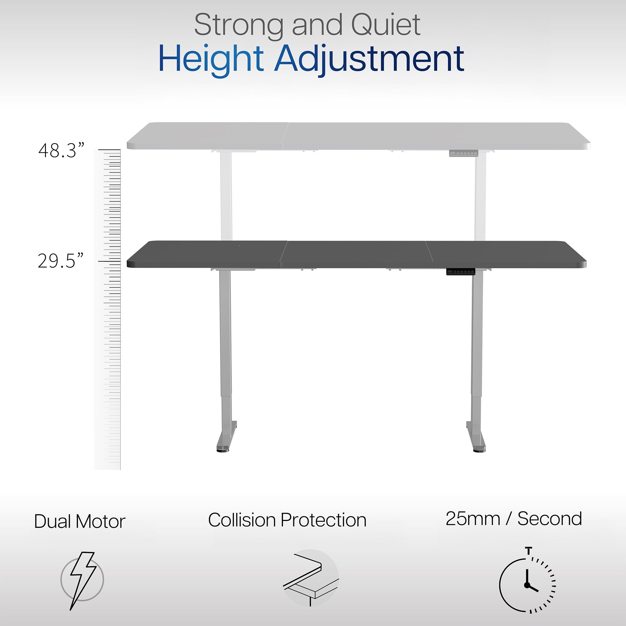 VIVO Electric Dual Motor 83” x 30” Standing Desk, Black Top, Gray Frame