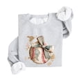 thumbnail image 5 of Ink-Printed Image Not Actual Fabric Camo Coquette Bow Baseball Sweatshirt for Women & Youth Gray Sweatshirt Youth Large, 5 of 8