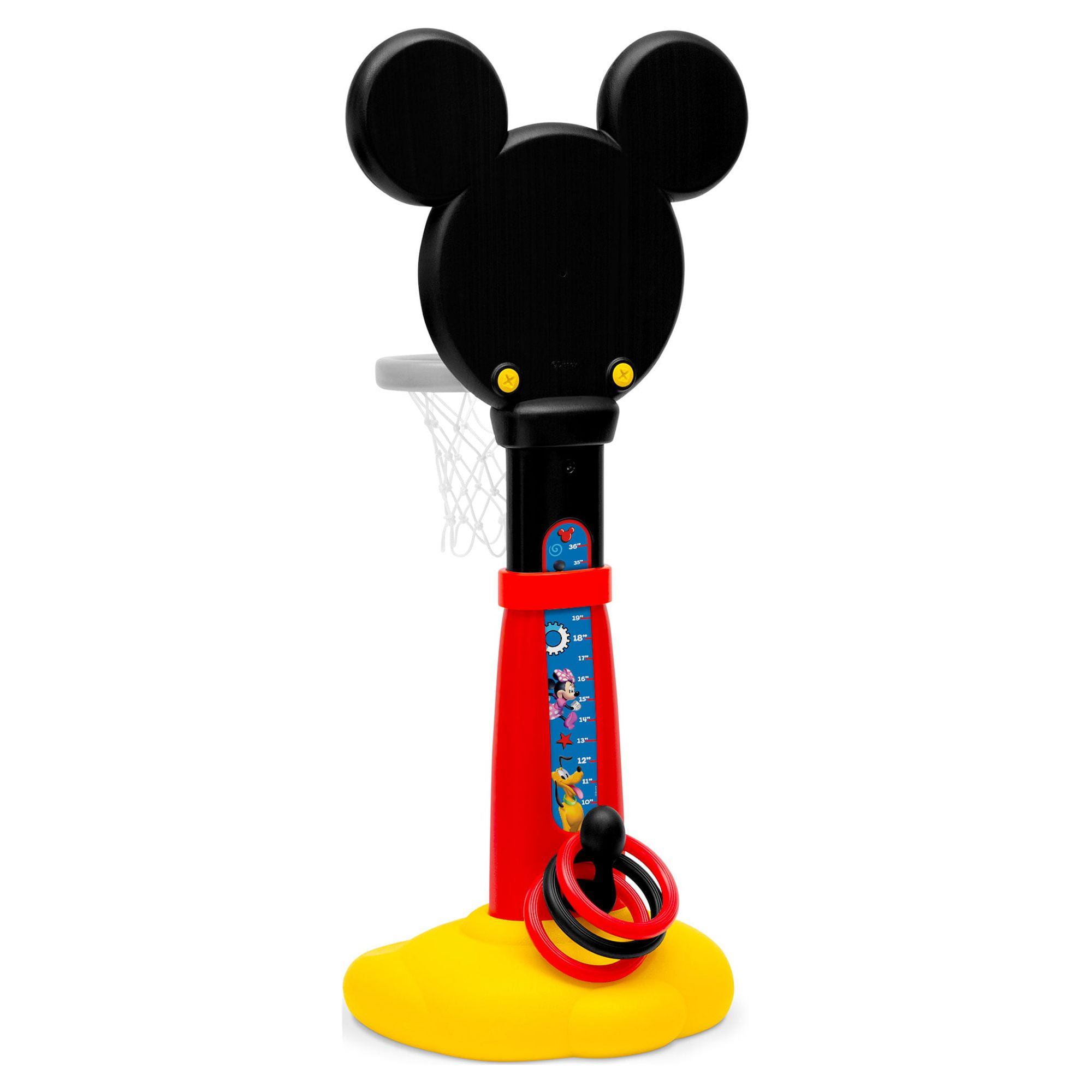 Disney Mickey Mouse Plastic Basketball Set by Delta Children Includes Basketball Hoop 1 Basketball Ring Toss Game with 3 Rings Growth Cart and Ball Pump Walmart