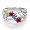 thumbnail image 3 of Gem Stone King 925 Silver and 10K Yellow Gold Red Created Ruby and Persian Blue Moissanite and Lab Grown Diamond Engagement Ring for Women | 0.88 Cttw | Round 4MM | July Birthstone | Size 5, 3 of 6