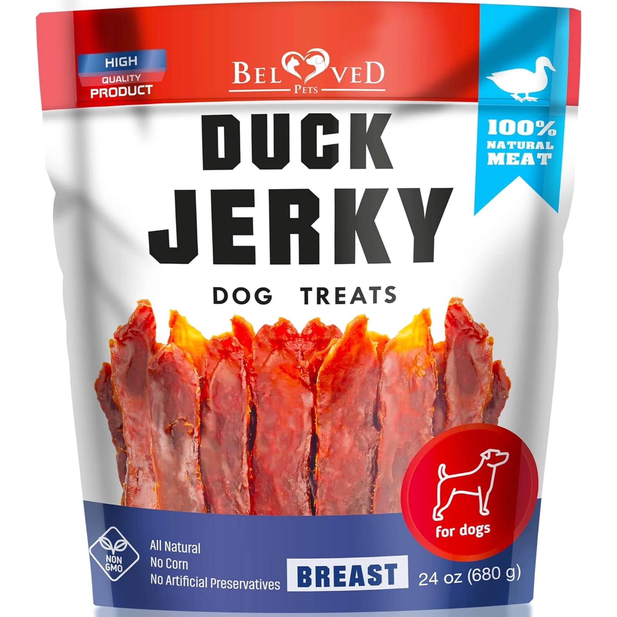Dog Treats Duck Jerky 1.5 LB - Human Grade Pet Snacks - Natural High Protein Meat Dried Strips - Best Chews for Training Small & Large Dogs - Bulk Soft Pack