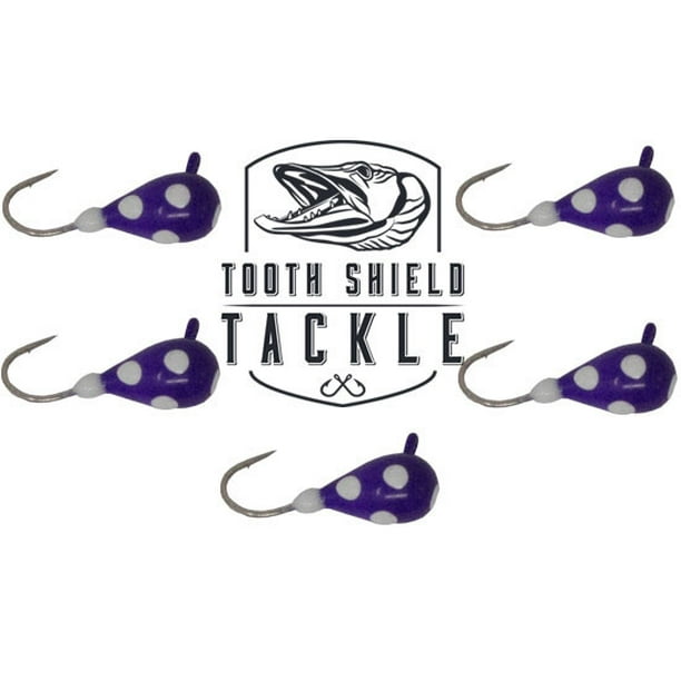 Tooth Shield Tackle UV Glow Tungsten Ice Fishing Jigs 5Pack Crappie Perch Bluegill Panfish Jig