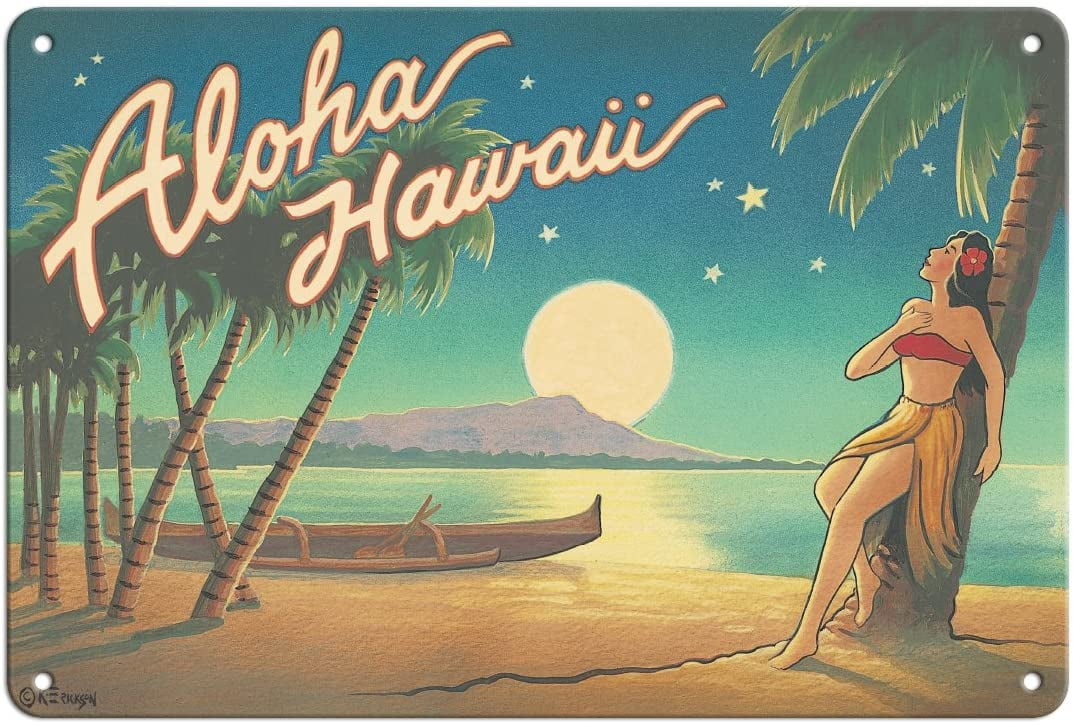 Royal Hawaiian Hotel Kerne Erickson Vintage Travel Poster Metal Tin Sign 