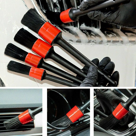 Protoiya 5PCS Car Detailing Brush for Cleaning Wheels Auto Detail Brush Set Boar Hair Automotive Detail Brushes Kit for Cleaning Car Interior Exterior for Vehicles Wheels Leather Engine Dashboard