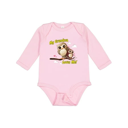 

Inktastic My Grandma Loves Me Owl Gift Baby Boy or Baby Girl Long Sleeve Bodysuit