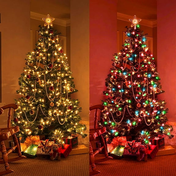 OTGFRF-Christmas Outdoor Indoor Lights, 105ft 300 LED End to End Connected 9 Modes Timer Remote Christmas String Lights for Trees, Patio, Garden, Party, Wedding, Holiday (Warm White   Multicolor)