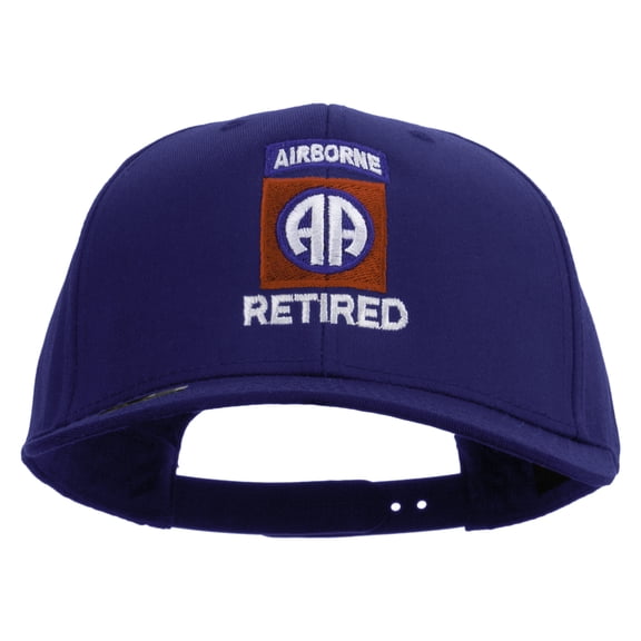 US Army 82nd Airborne Retired Logo Embroidered Solid Cotton Pro Style Cap - Royal OSFM