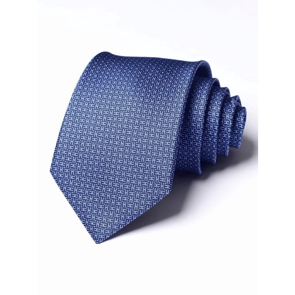 Yongchuantie Men's 3.15" Necktie Navy Blue H-Pattern Pattern Tie 8CM Wide Version Tie Gift Box