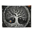 thumbnail image 5 of BCIIG Tree of Life Tapestry Wall Hanging Black and White Wishing Tree Galaxy Space Sun & Moon Tapestry Psychedelic Mystical Aesthetics Wall Hanging Living Room Bedroom Cosmic Tree, 5 of 6