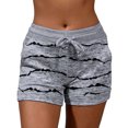 thumbnail image 2 of Koszal Women Shorts Striped High Waist Quick Drying Drawstring Pockets Sports Short Pants for Summer, 2 of 8