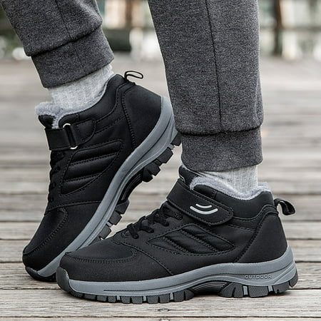 

Cathalem Lite Womens Sneaker Couple Models Women s Middle Aged And Elderly High Top Plus Velvet Sneaker Booties for Women Black 8.5