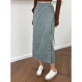 thumbnail image 4 of Womens Wrap Tie Denim Skirt Blue Mid-Length Casual Style, 4 of 15