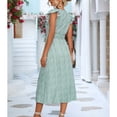 thumbnail image 4 of Vestido cruzado para mujer, mangas casquillo, cuello en V, cintura con lazo, dobladillo dividido, estampado floral, vestido casual de verano suelto, 4 of 6
