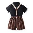 thumbnail image 3 of Tiijoy Toddler Boys Short Sleeve Bowtie Shirt Striped Suspenders Shorts Outfits, Sizes 1-8, 3 of 7