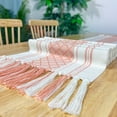 thumbnail image 2 of ERDOUY cotton linen table flag tablecloth handmade tassel bed end towel tea table cabinet cover towel tea towel table flag (pink, 330 * 35cm), 2 of 4