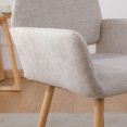 thumbnail image 6 of Velvet Fabric Upholstered Side Dining Chair with Metal Leg, Single Sofa Chair Breathable Design, Accent Chair with Armrest and Trapezoidal Back for Waiting Room, Bedroom, Balcony and Study, Beige, 6 of 9