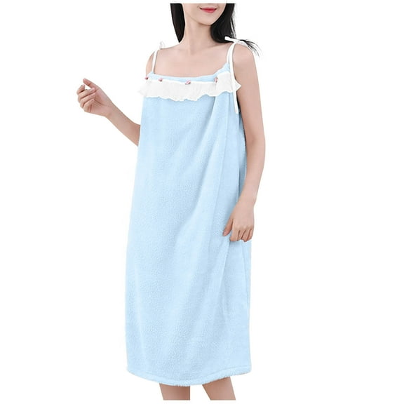 FRSASU Women's Chest Wrapped Bath Towel Solid Color Plush Robe Lightweight Cozy Shower Bathrobes Housecoats