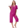 thumbnail image 5 of MINTREUS Pajama Sets for Women Notch Knit Top and Capri Pants Pjs Soft Lounge Sets, 2 Piece, Sizes M-3X, 5 of 7
