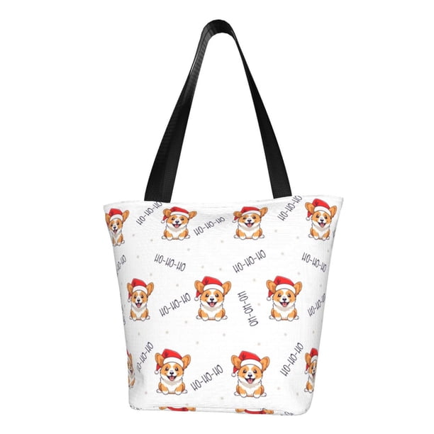 Disketp Corgi With Santa Claus Hat Bolsa de Hombro Casual para Mujer, Bolso Cruzado para Compras, Viajes y Uso Diario
