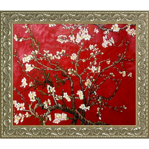 La Pastiche  Vincent Van Gogh 'Branches of an Almond Tree in Blossom, Ruby Red' Hand Painted Oil Reproduction